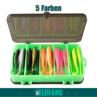 Gummifisch Set 63-teilig – mit Jighaken mit Box