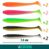 Gummifisch Set 63-teilig – mit Jighaken mit Box
