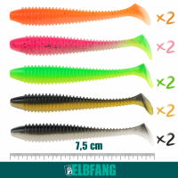 Gummifisch Set 63-teilig – mit Jighaken mit Box