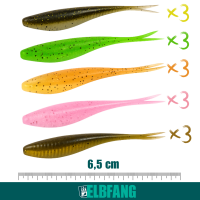 Gummifisch Set 63-teilig – mit Jighaken mit Box