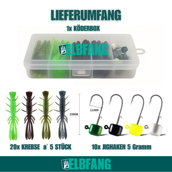 31-teiliges Creaturebait Angelkder Set fr Barsch  mit 20 Shrimp So,  16,99