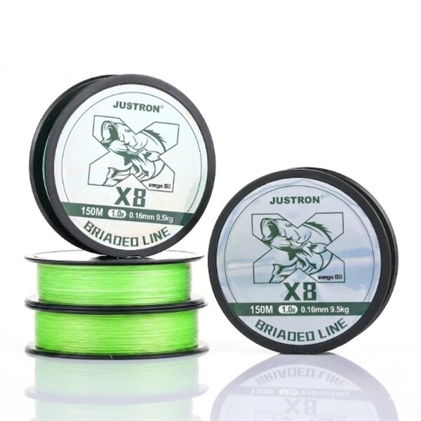 8-fach Geflochtene Angelschnur 150m – 0,16mm / 9,5kg | Perfekt für Barsch, Zander & Hecht | Hellgrün
