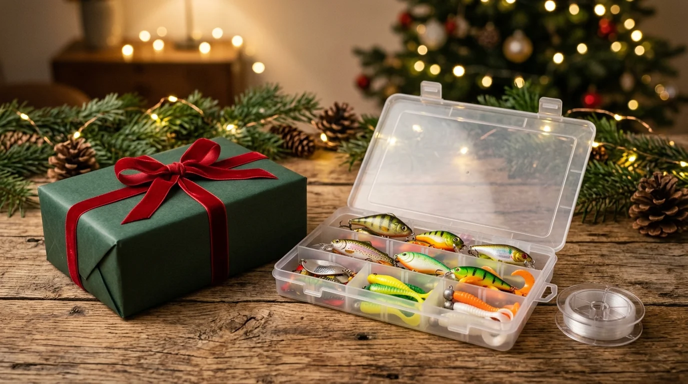 Weihnachtsgeschenk mit Köderbox für Angler